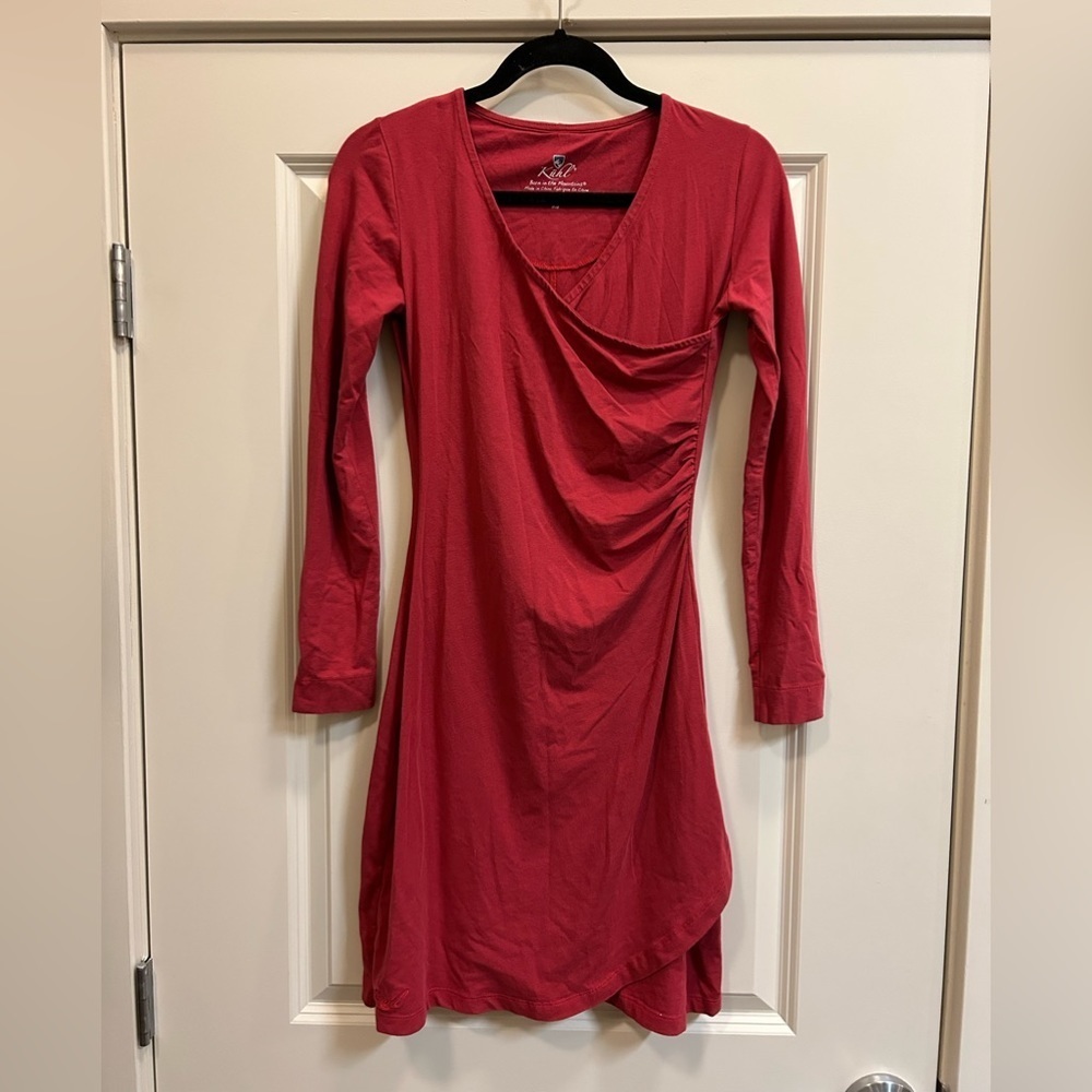 Kuhl Faux Wrap Drape Long Sleeve Dress Organic Cotton Blend - size XS